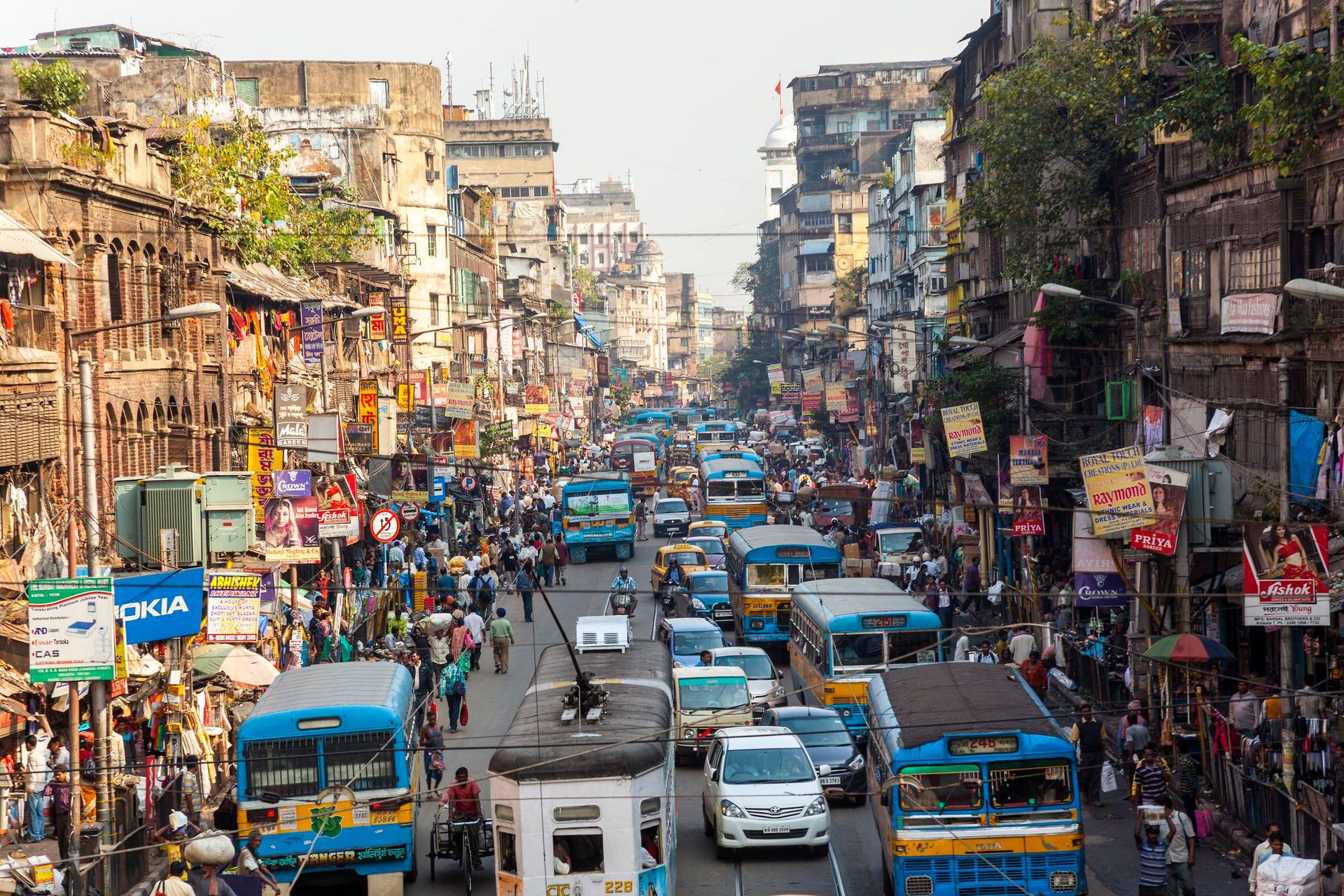 Kolkata Busy Streets Background