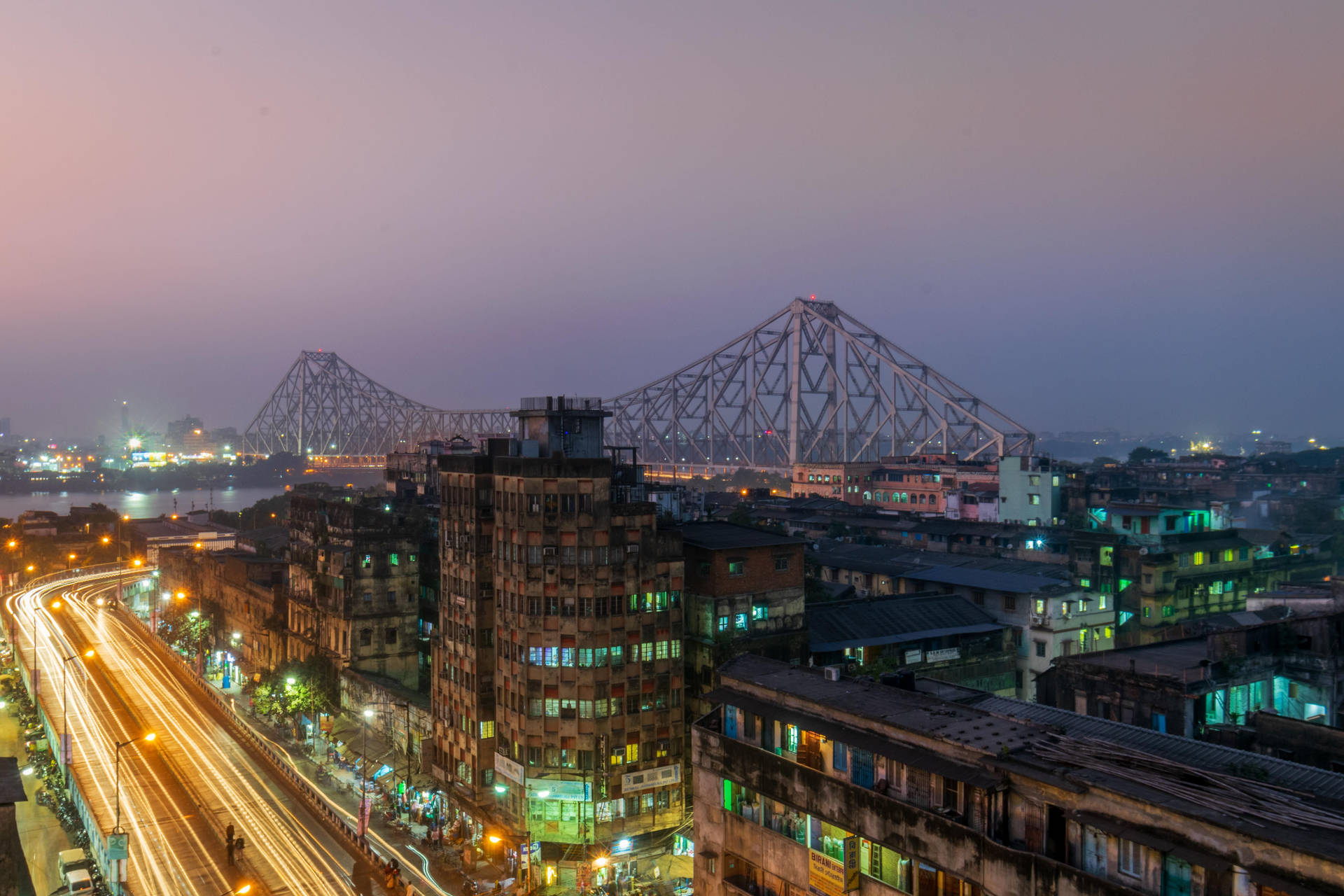 Kolkata Cityscape At Dusk Background