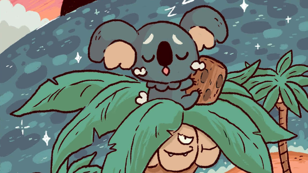 Komala Sleeping On Alolan Exeggutor Background
