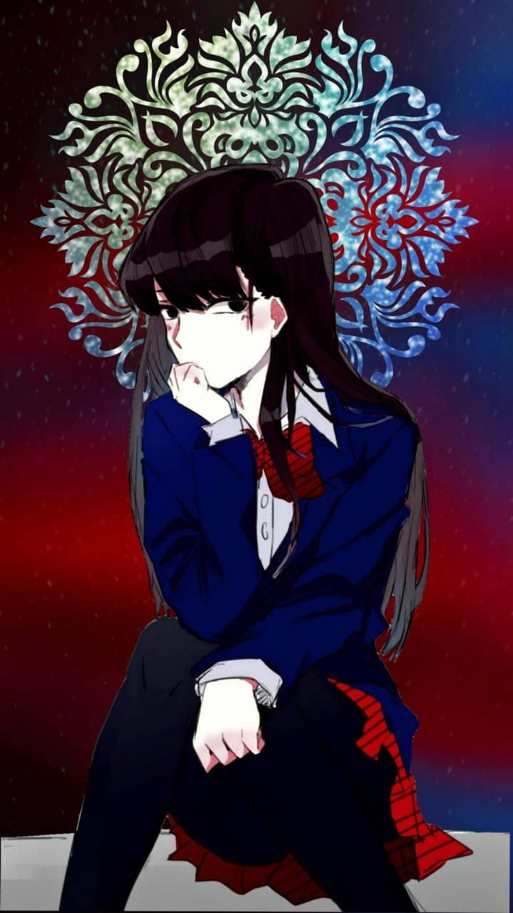 Komi San Anime Character Floral Print Background