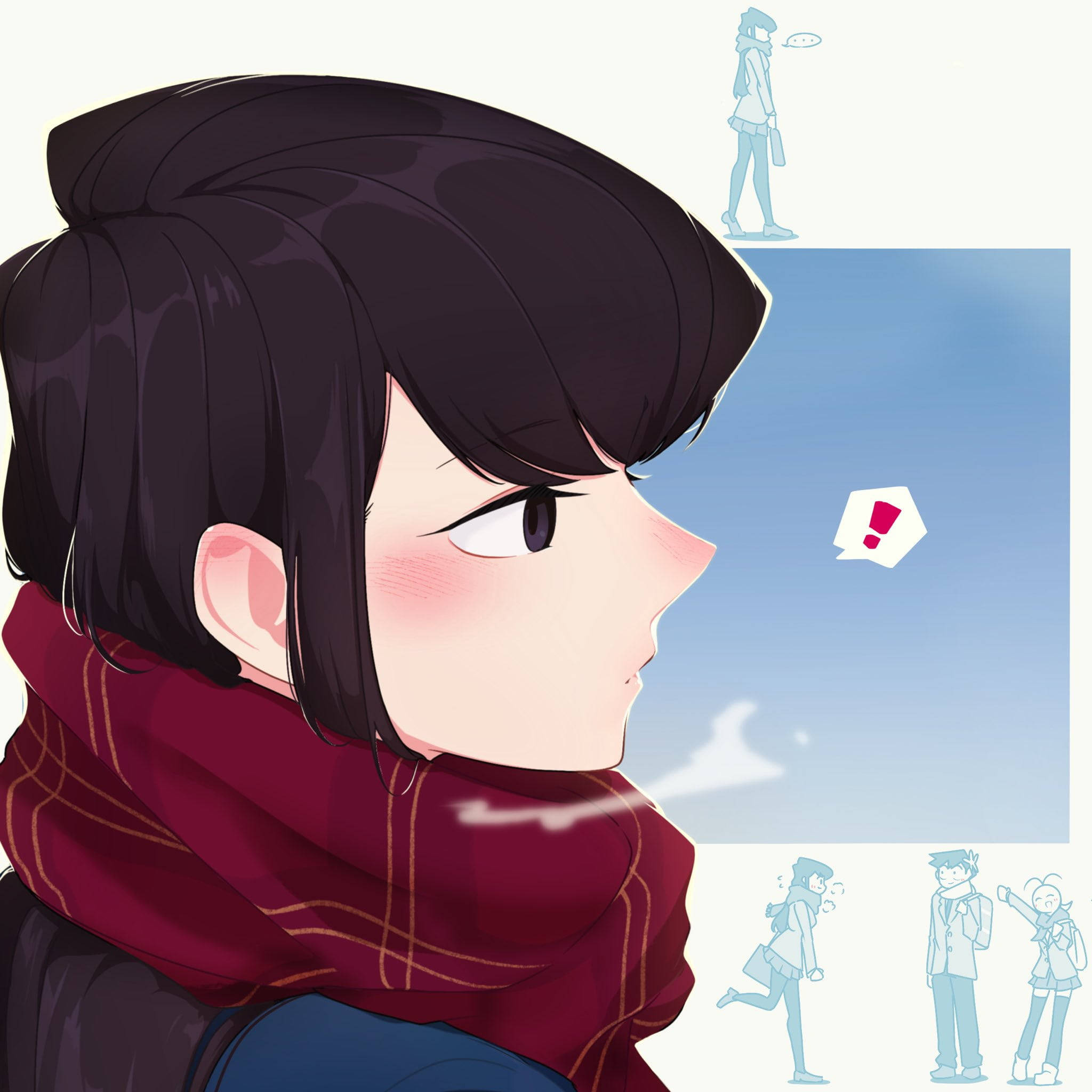 Komi San Wearing A Winter Outfit Background