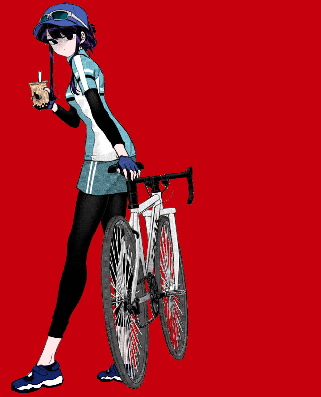 Komi San With Her Road Bike Background