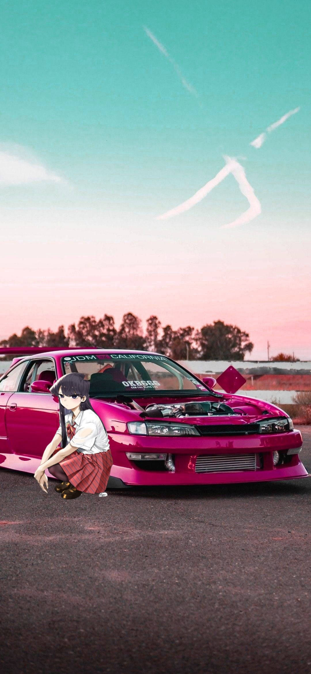 Komi San With Japanese Jdm Car Background