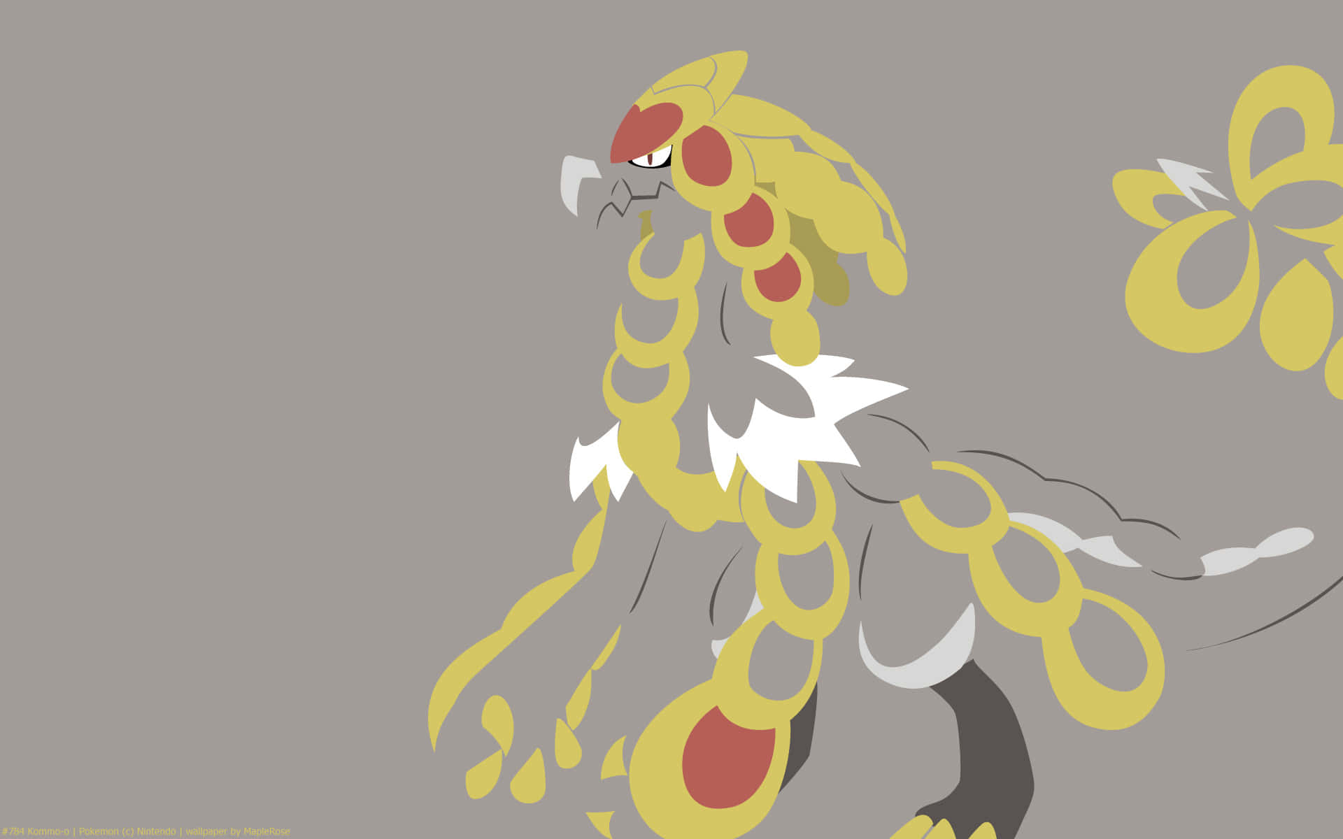 Kommo-o Gray Digital Illustration Background