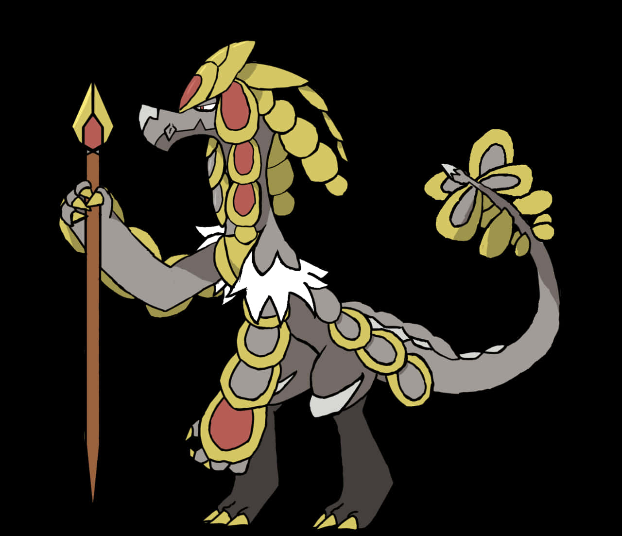 Kommo-o Holding A Staff Background