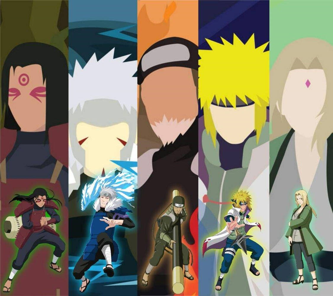Konoha's Five Naruto Hokage Vector Art Background