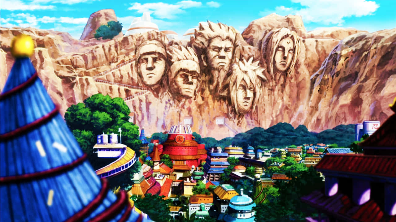 Konohagakuren Hidden Leaf Village Five Hokage Faces Background