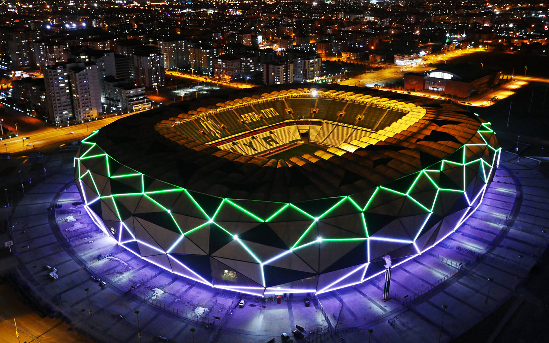Konya Stadium At Night Background