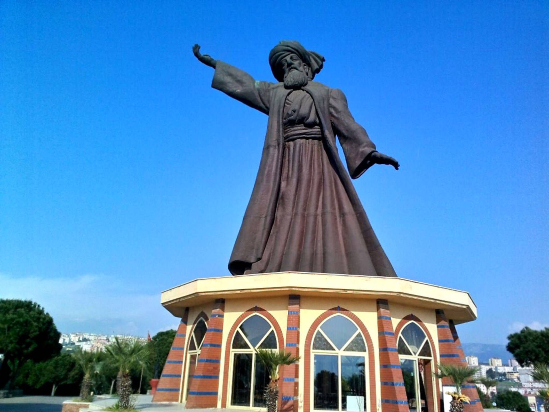 Konya Statue Of Mevlana Background