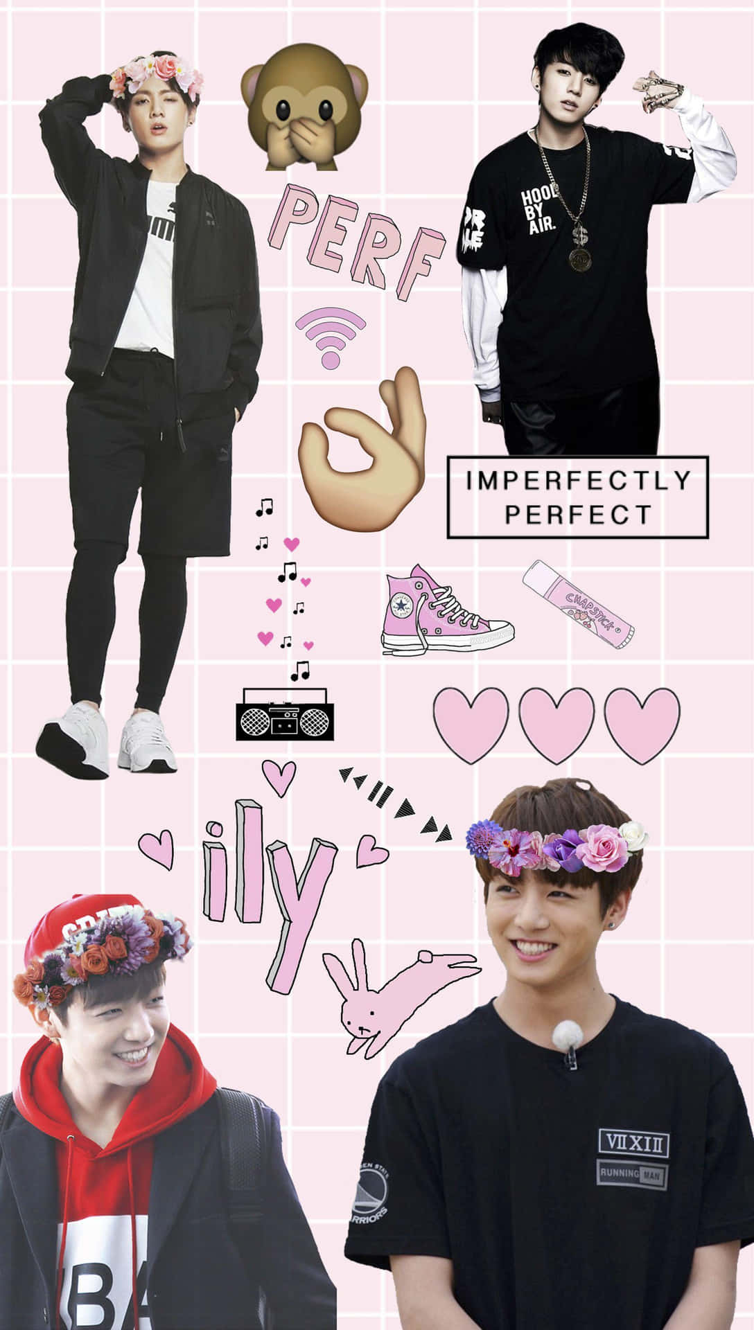 Kookie Collage Pink Background Background