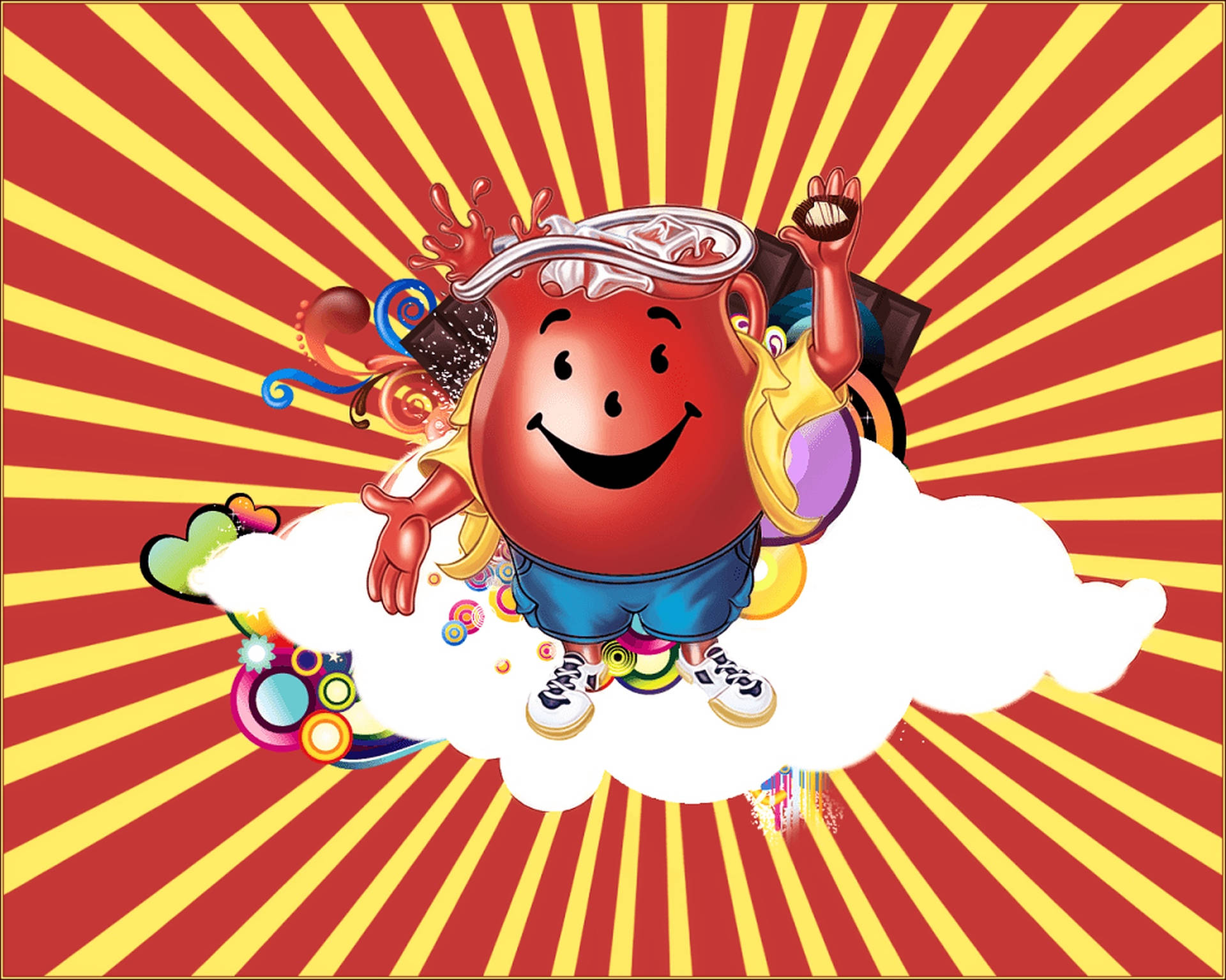 Kool Aid Man Over The Cloud Background
