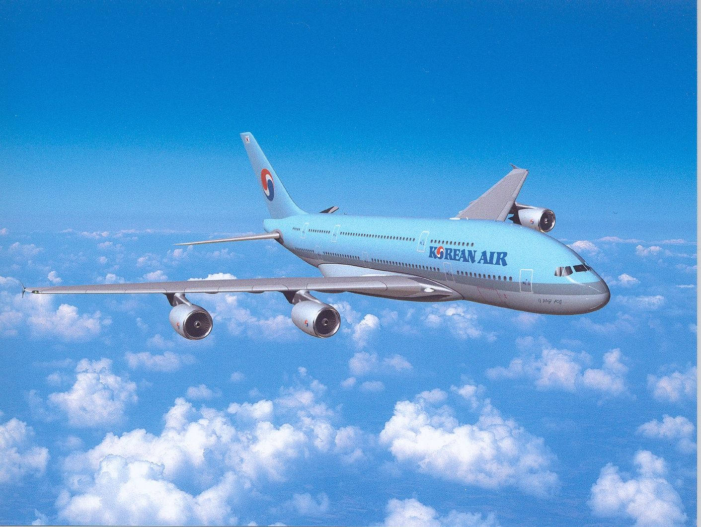 Korean Air Airbus A747-8i Passenger Aircraft Background