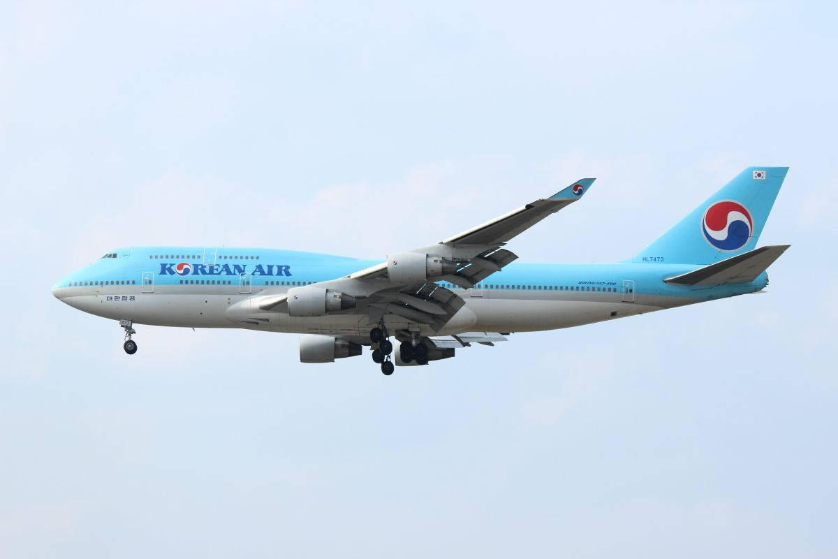 Korean Air Passenger Aircraft Flying Background