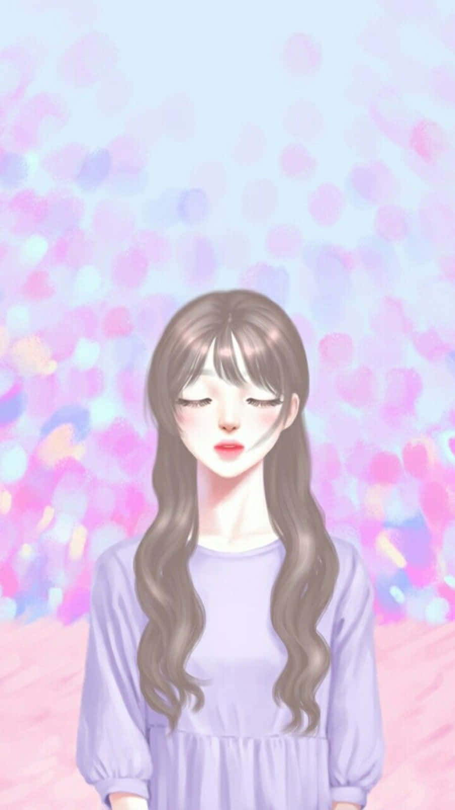 Korean Anime Girl Wearing Lavender Top