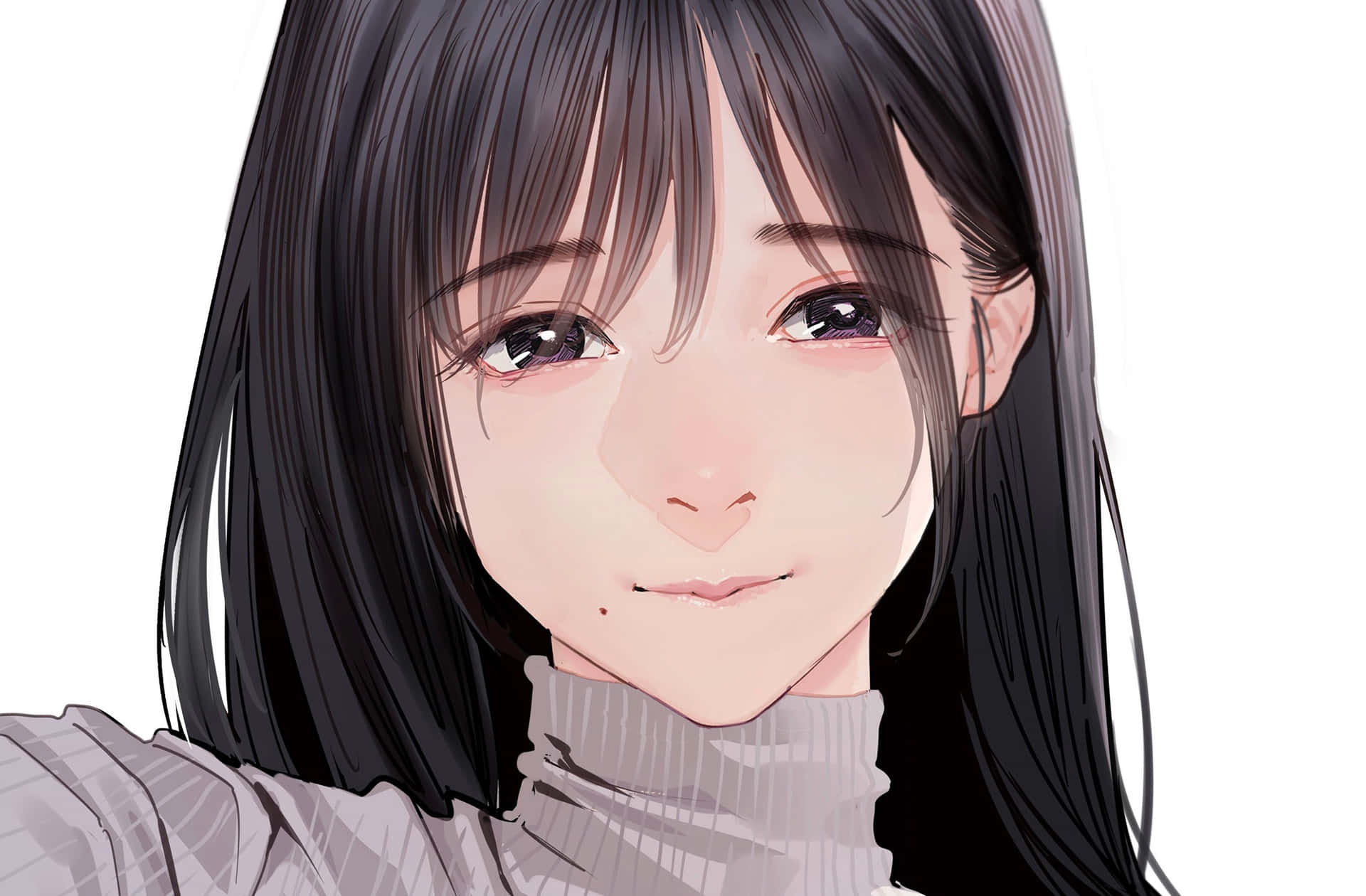 Korean Anime Girl With Soft Expression Background