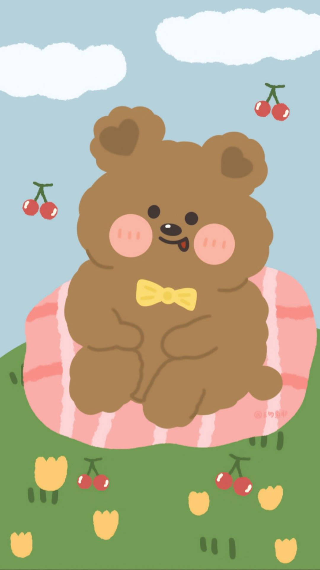 Korean Bear With Yellow Bow Background