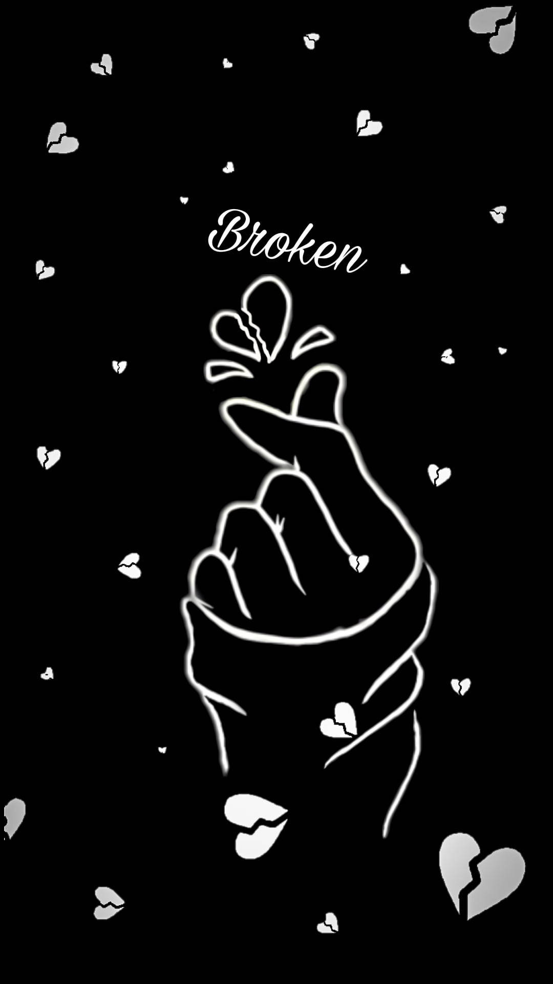 Korean Broken Heart Black Background