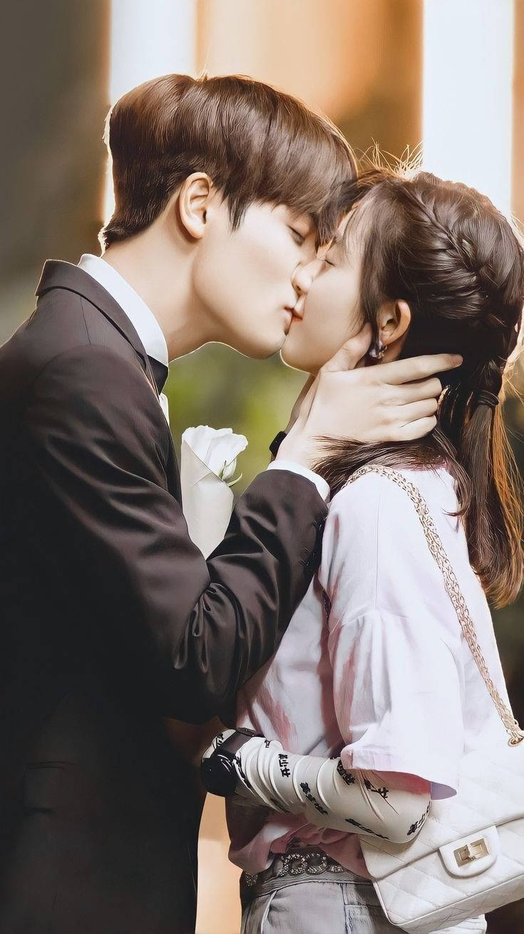 Korean Couple Intense Kissing Background