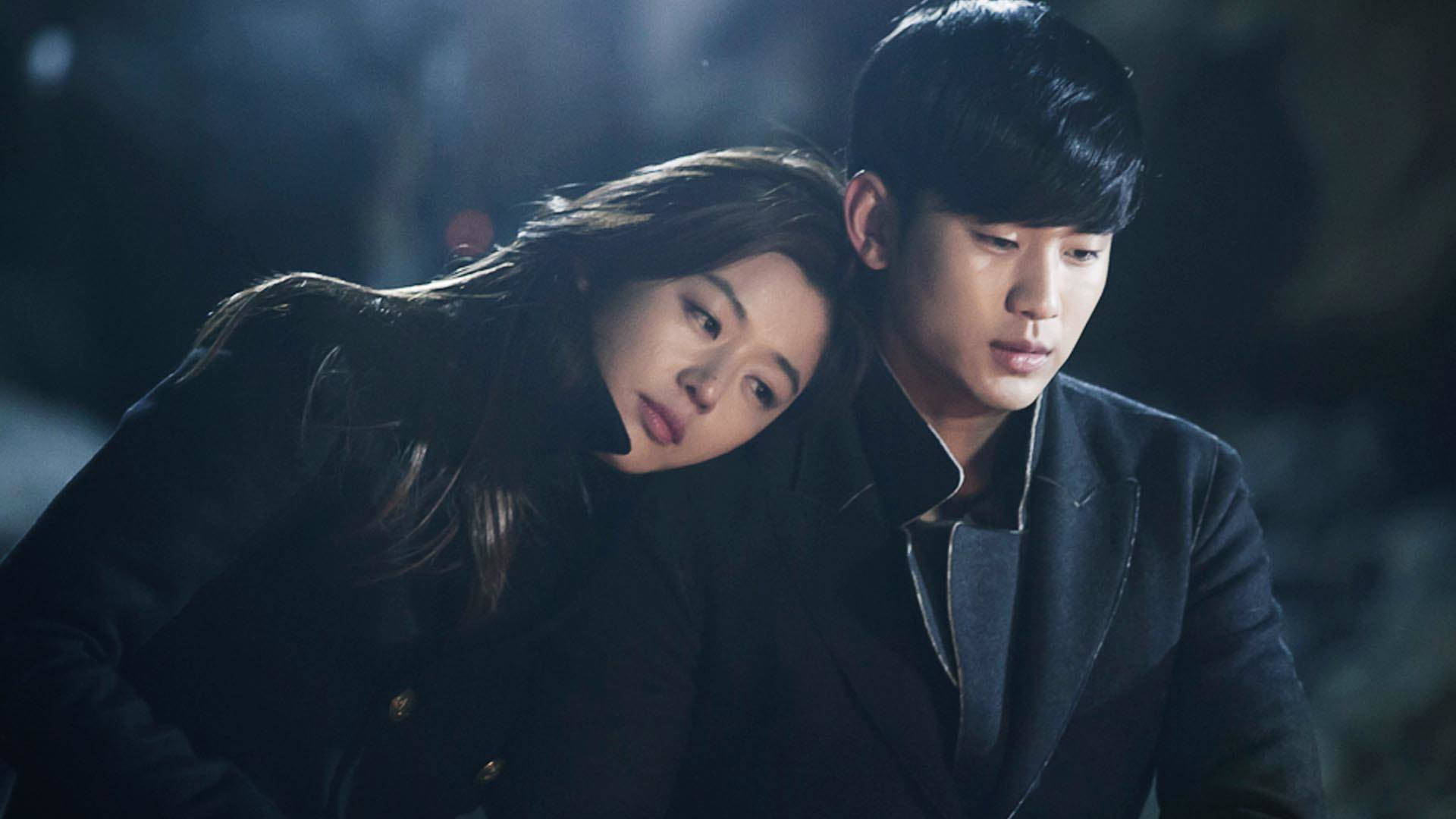 Korean Drama Couple In Black Background