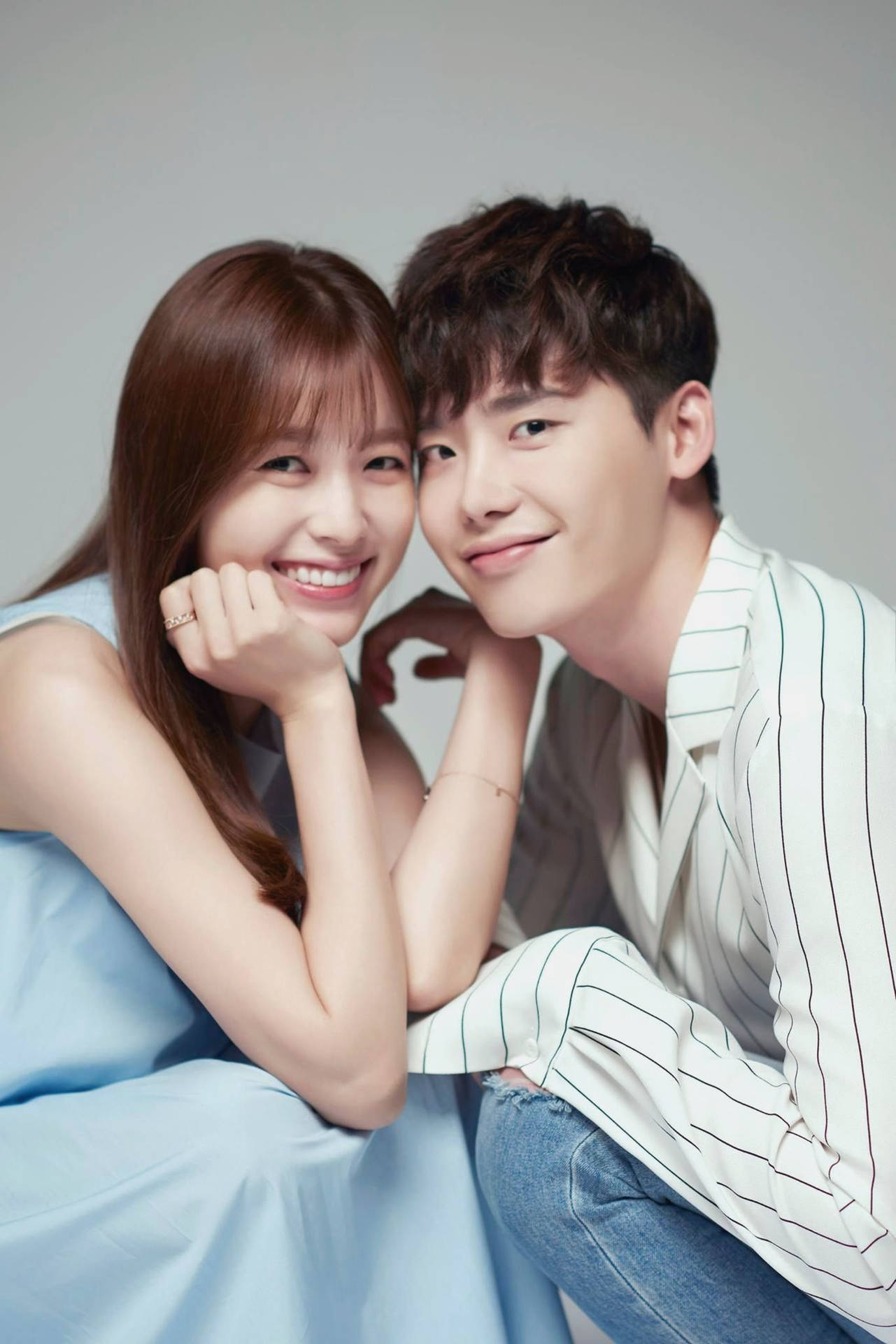 Korean Drama Couple In W Series Background