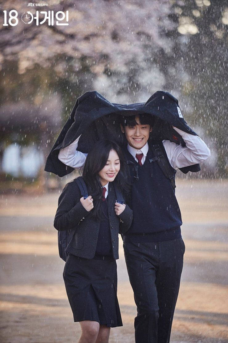 Korean Drama Couple Sharing Jacket Background