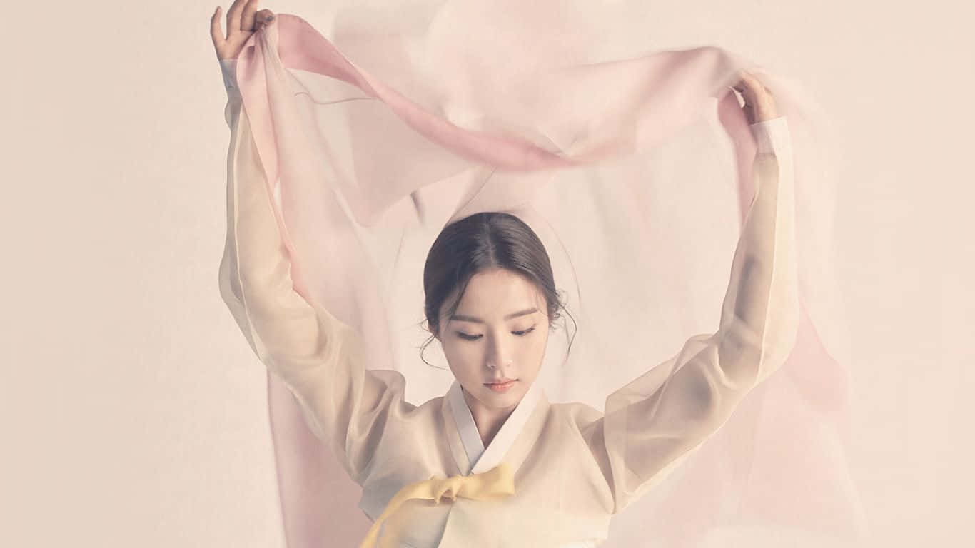 Korean Girl In Hanbok Aesthetic Computer Background