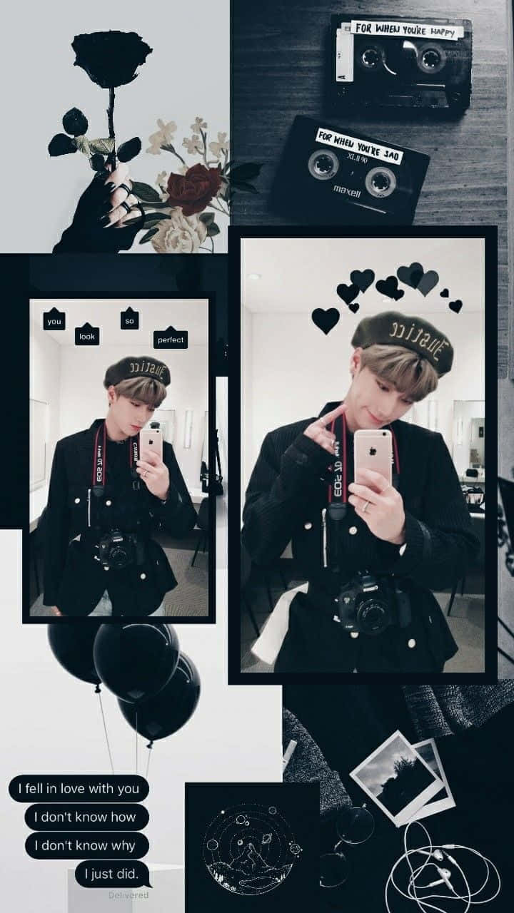 Korean Guy Black Collage Background