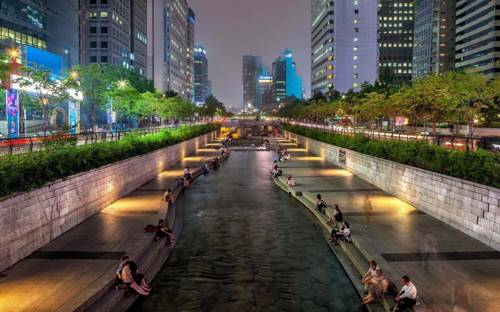 Korean Tourist Attraction Aesthetic Computer Background