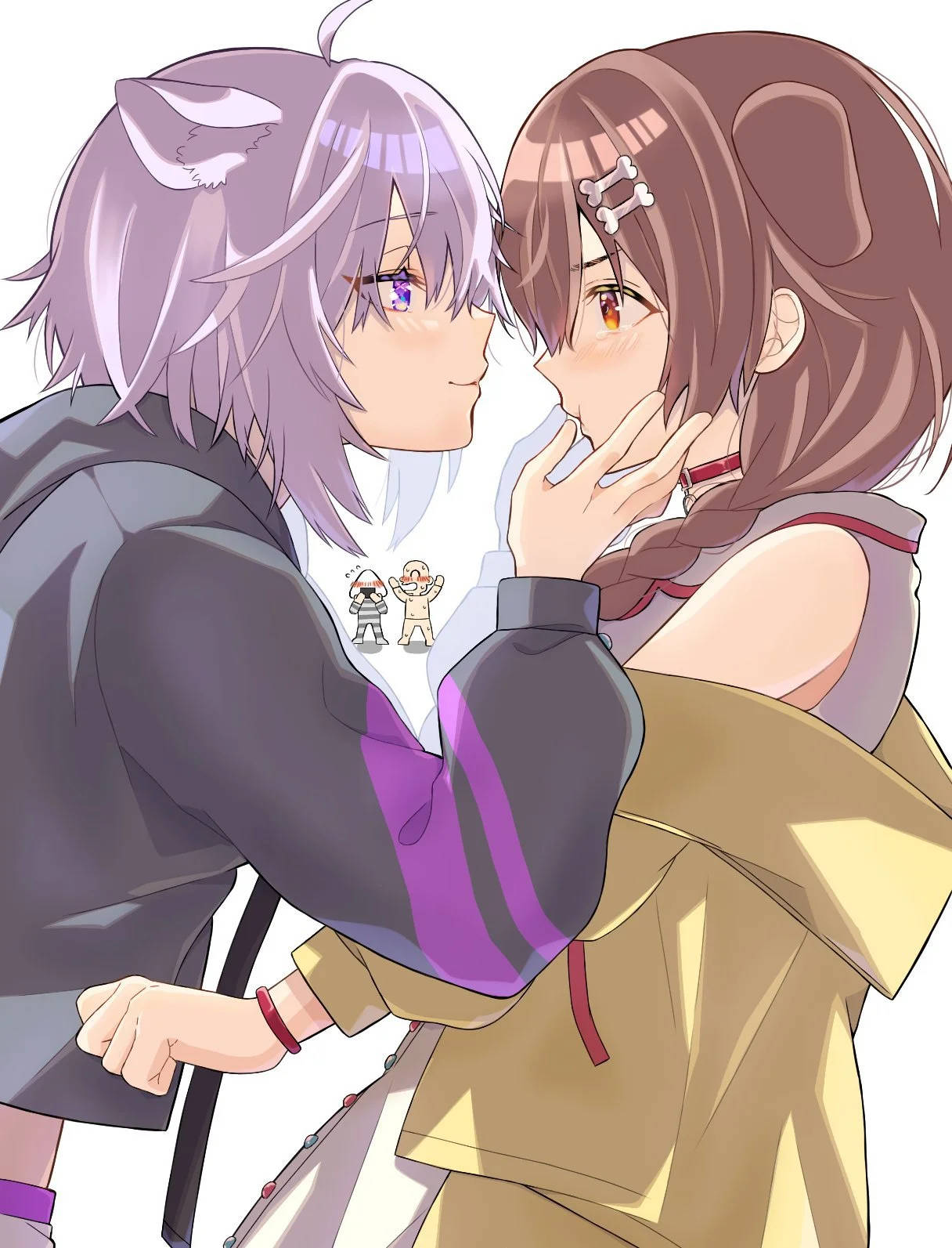 Korone And Okayu Girls Kissing Background