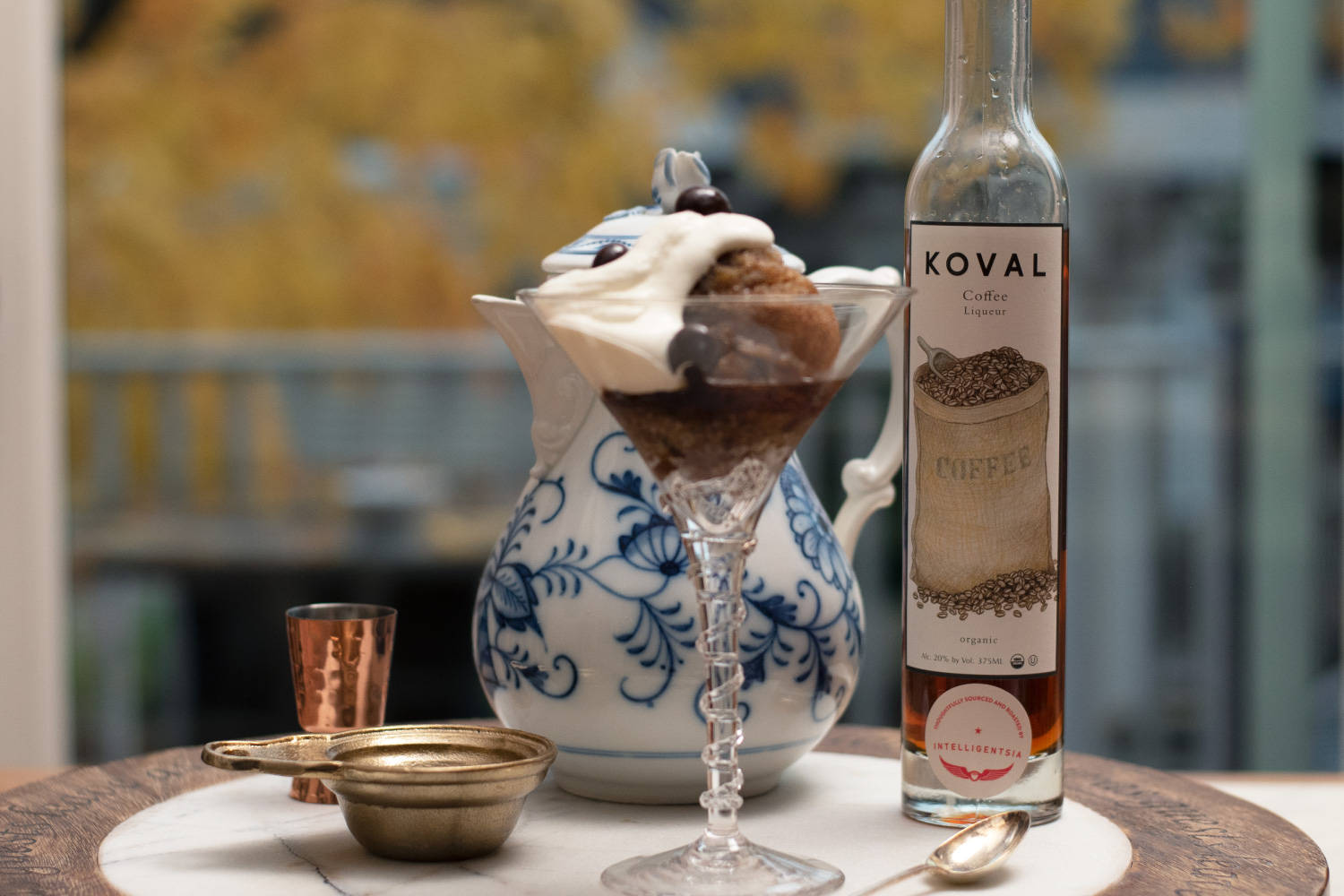 Koval Coffee Liqueur Dessert Background