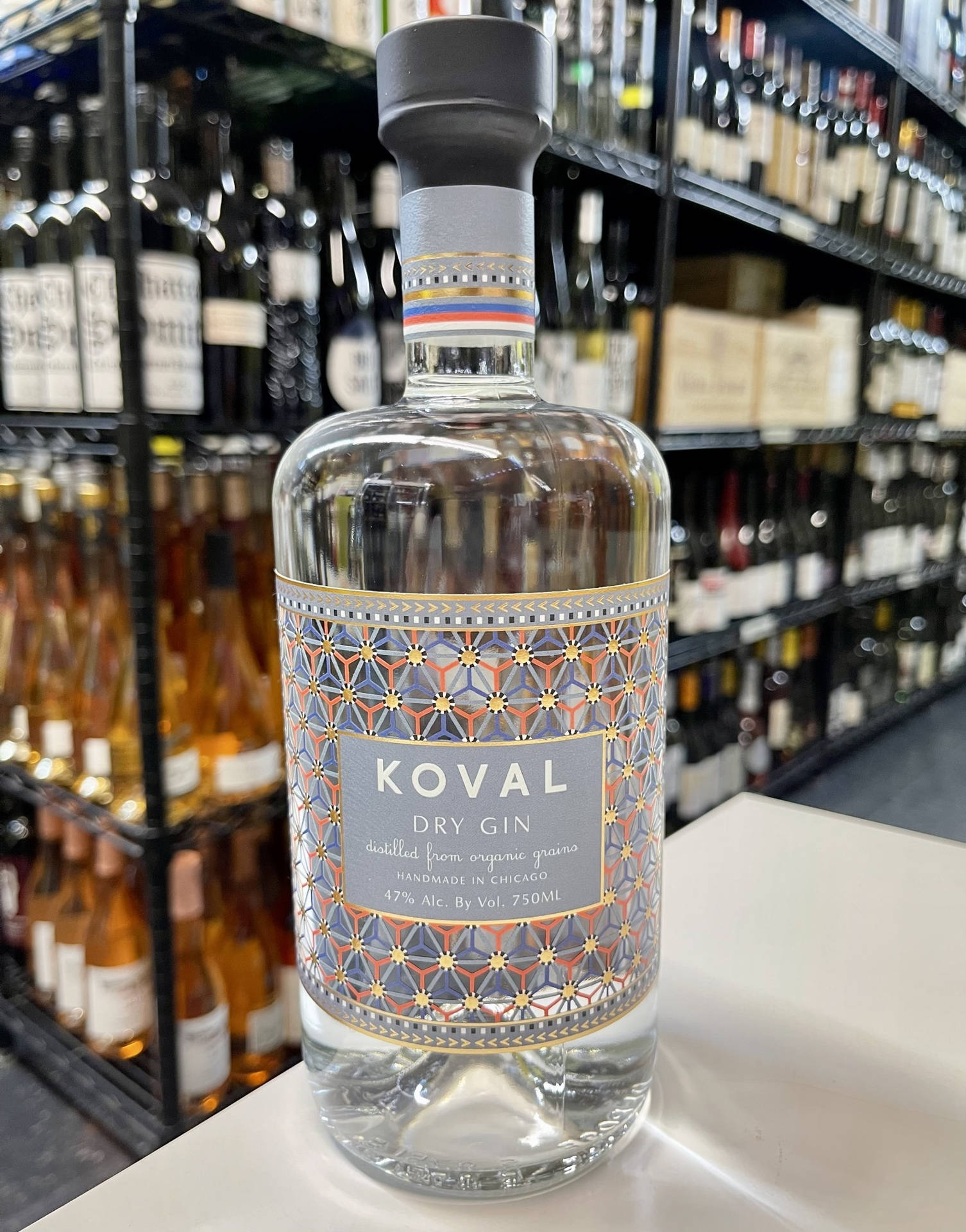 Koval Dry Gin On Display At The Store Background