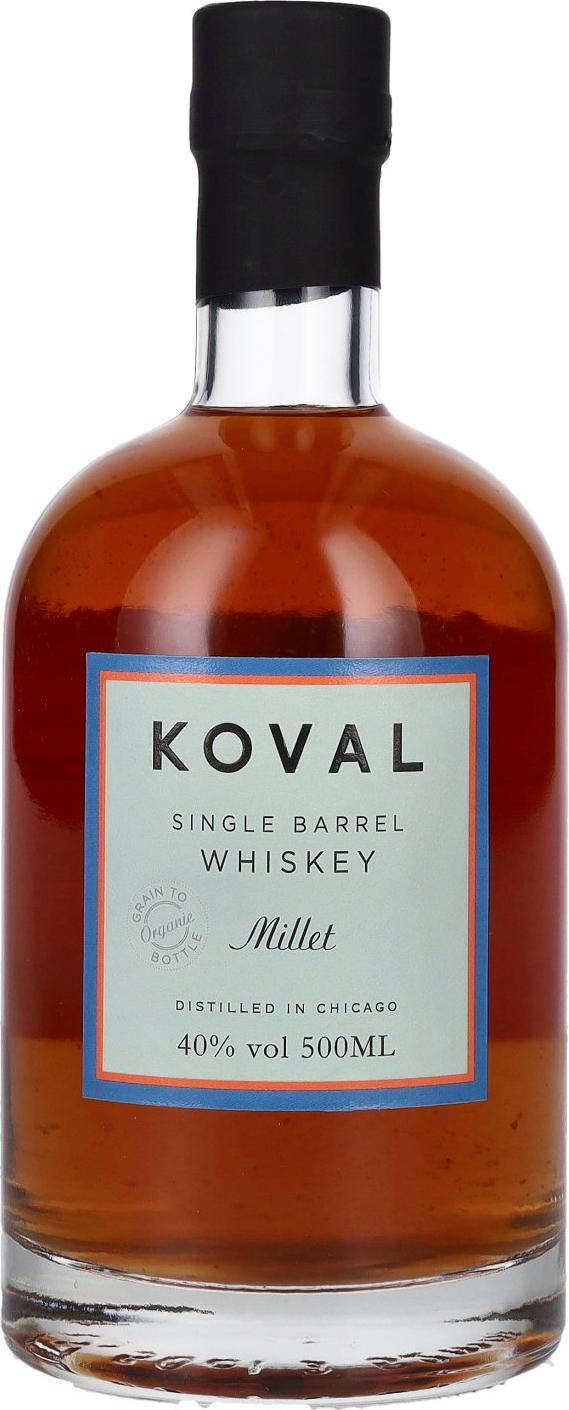 Koval Single Barrel Millet Whiskey Bottle Background