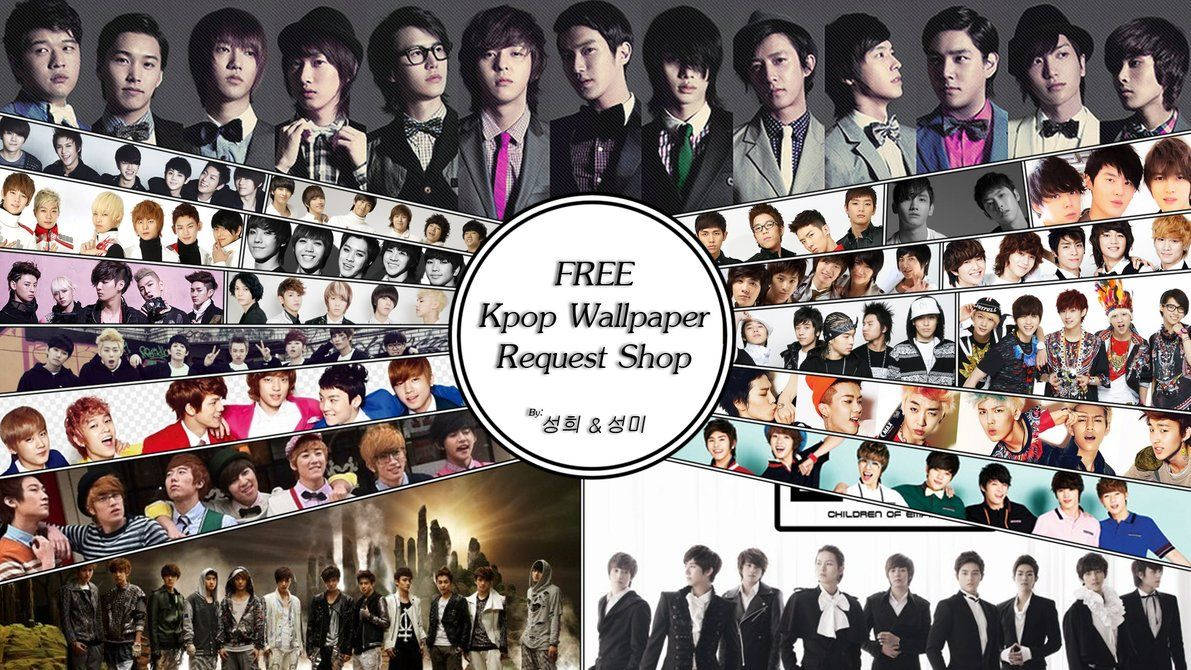 Kpop Boy Groups Collage Background