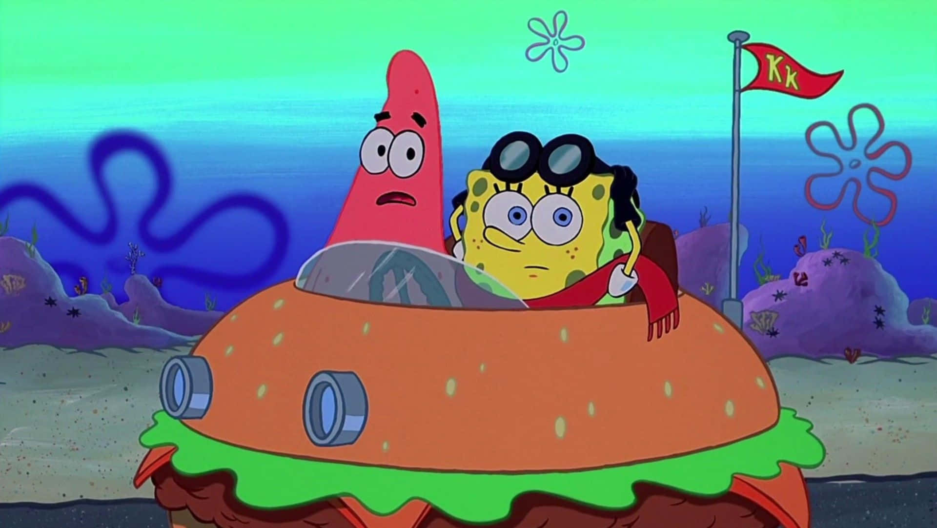 Krabby Patty Car Aesthetic Spongebob Desktop Background