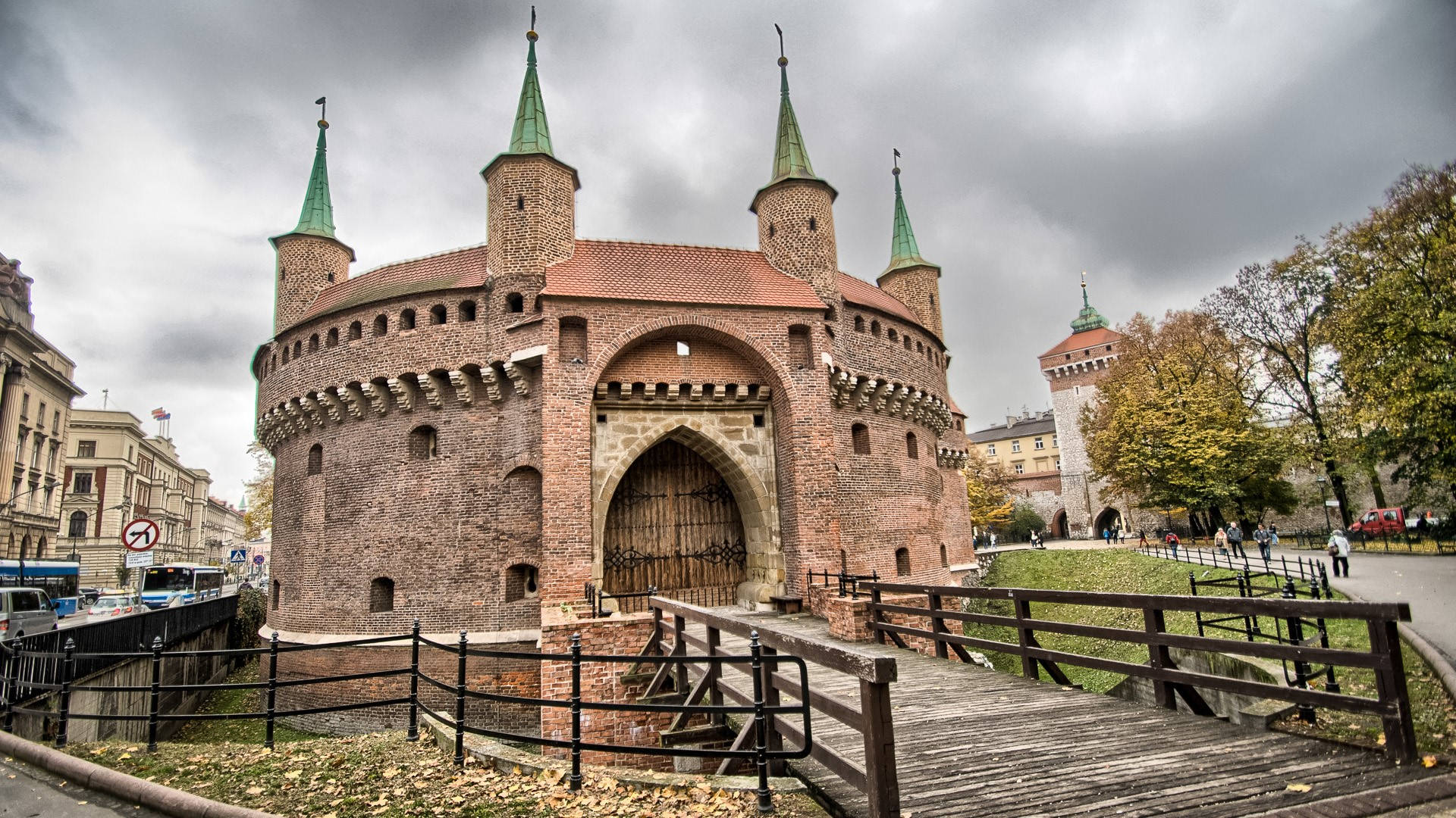 Krakow Barbican In Krakow Poland Background