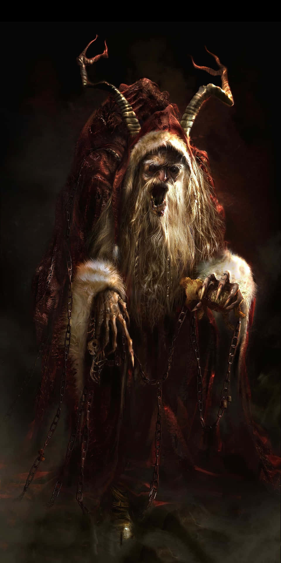 Krampus Is A Creature In Alpine Folklore Who Punishes Naughty Children During The Christmas Season. Background