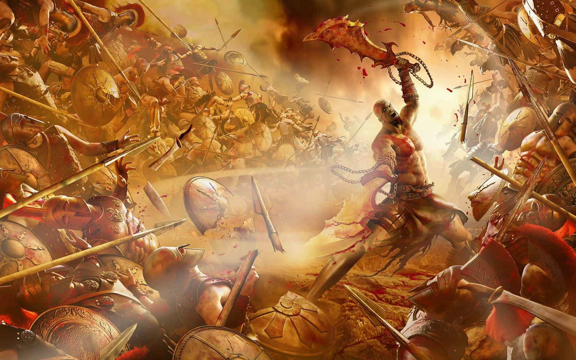 Kratos Engages In Epic Battles Against His Enemies In God Of War 3 Background