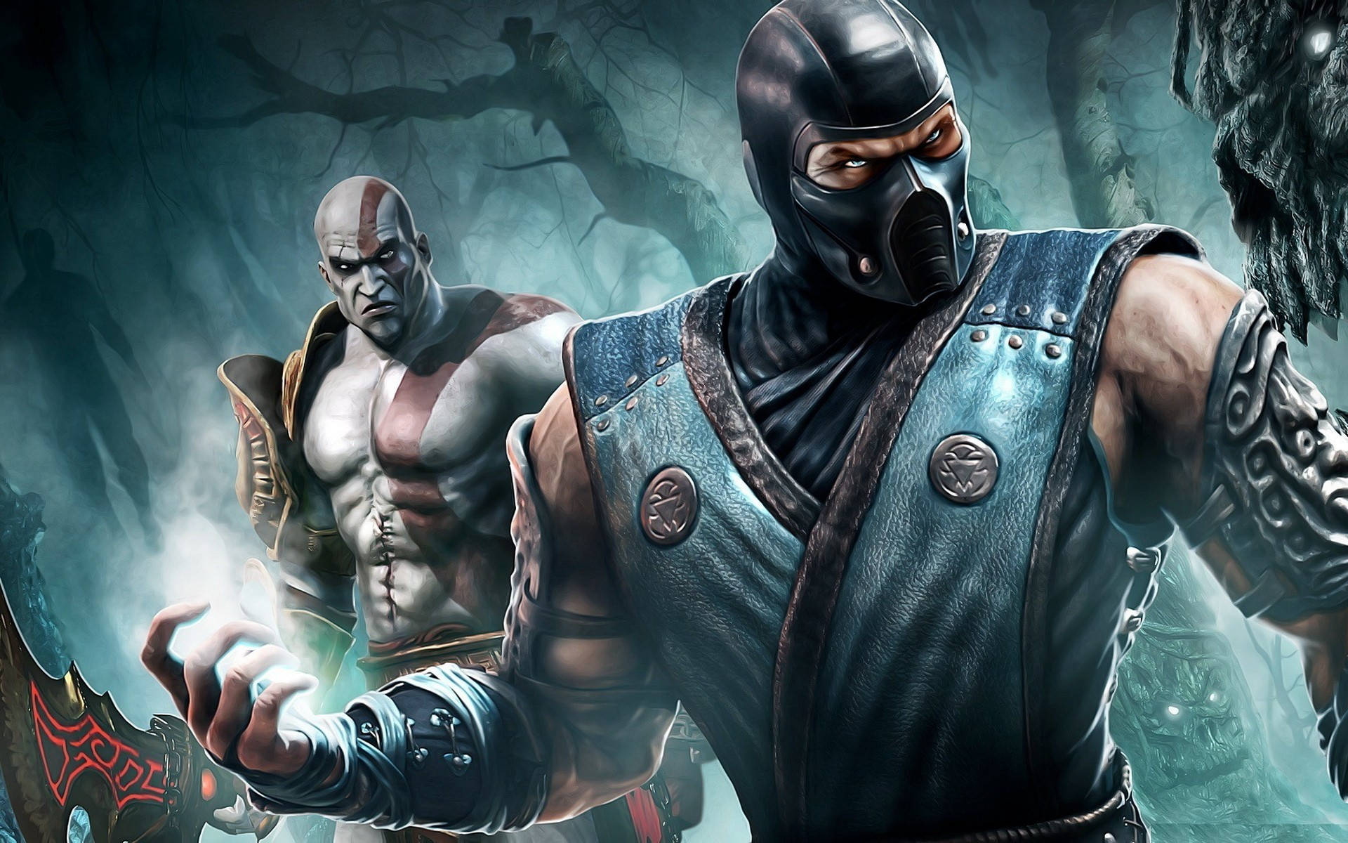 Kratos God Of War Sub Zero Mortal Kombat Video Games Background