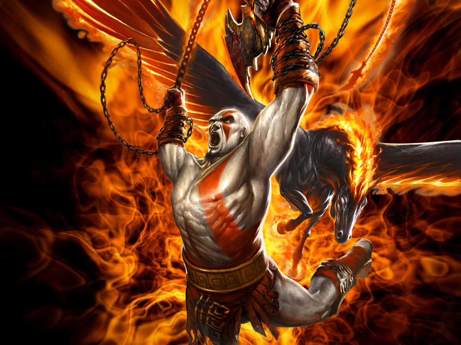 Kratos In Battle Against Hades In “god Of War 3” Background