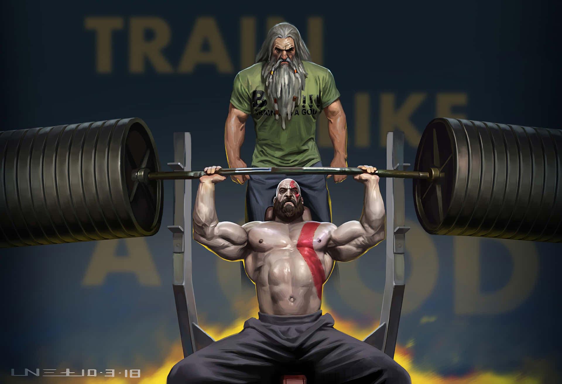 Kratos Training His Muscles