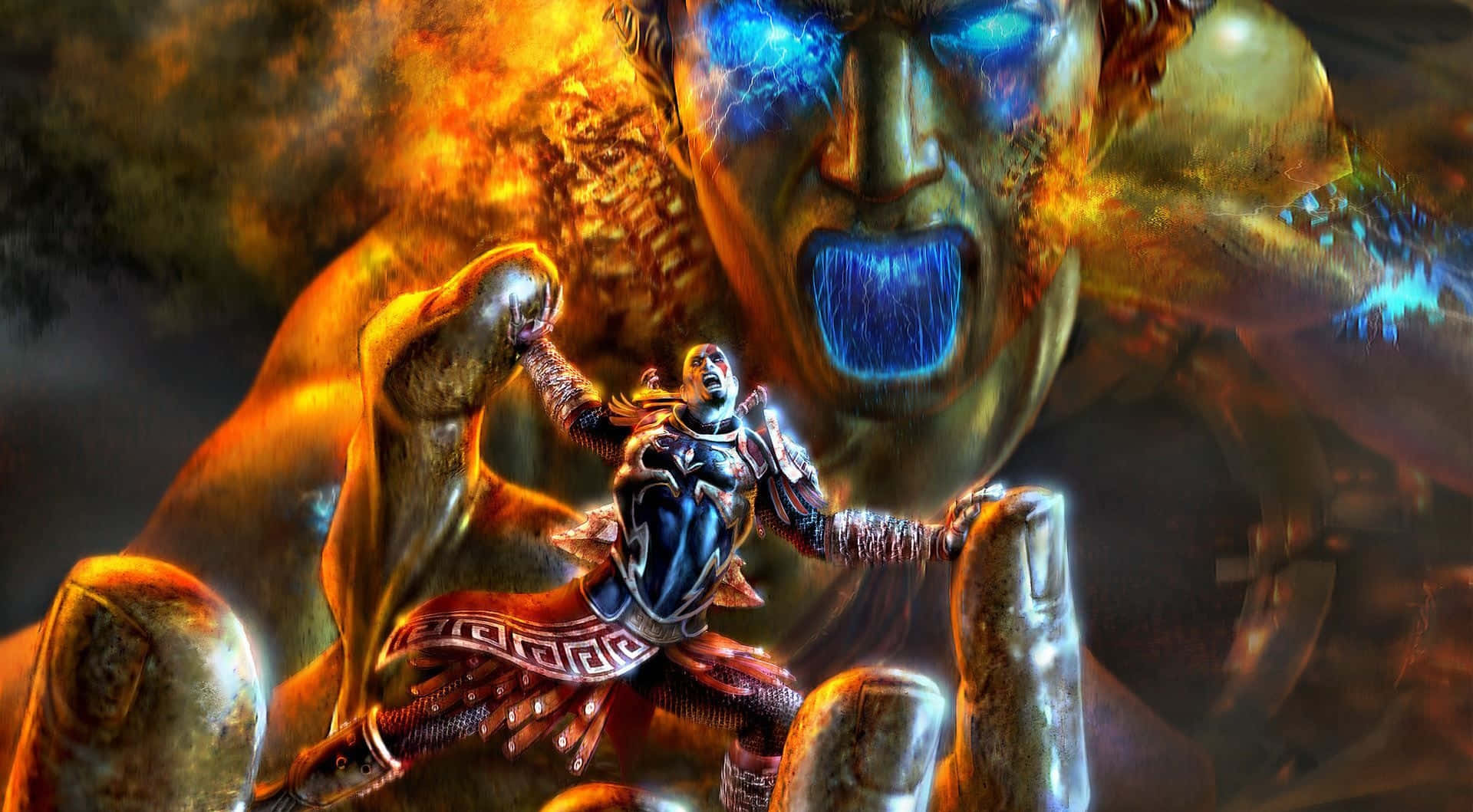 Kratos Wields The Blades Of Exile In God Of War 3 Background