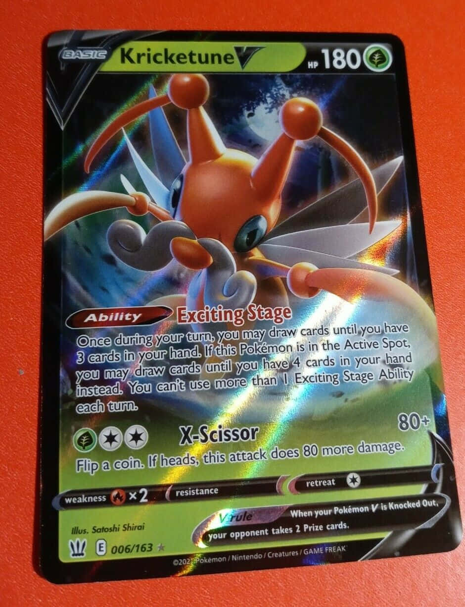 Kricketune Pokemon Trading Card Red Background Background