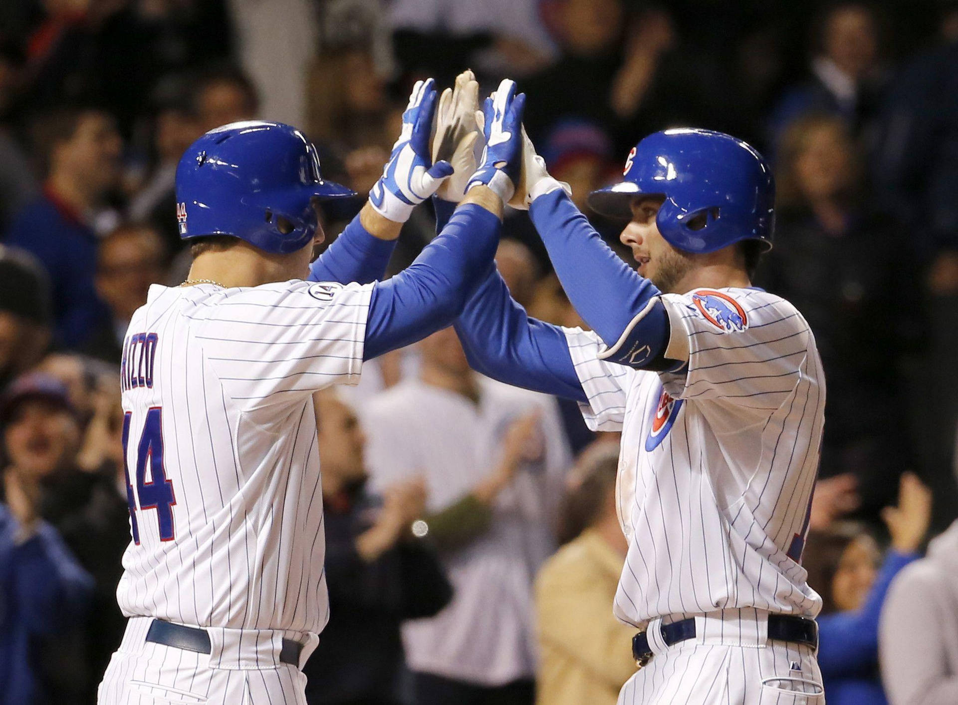 Kris Bryant High Five With Rizzo Background