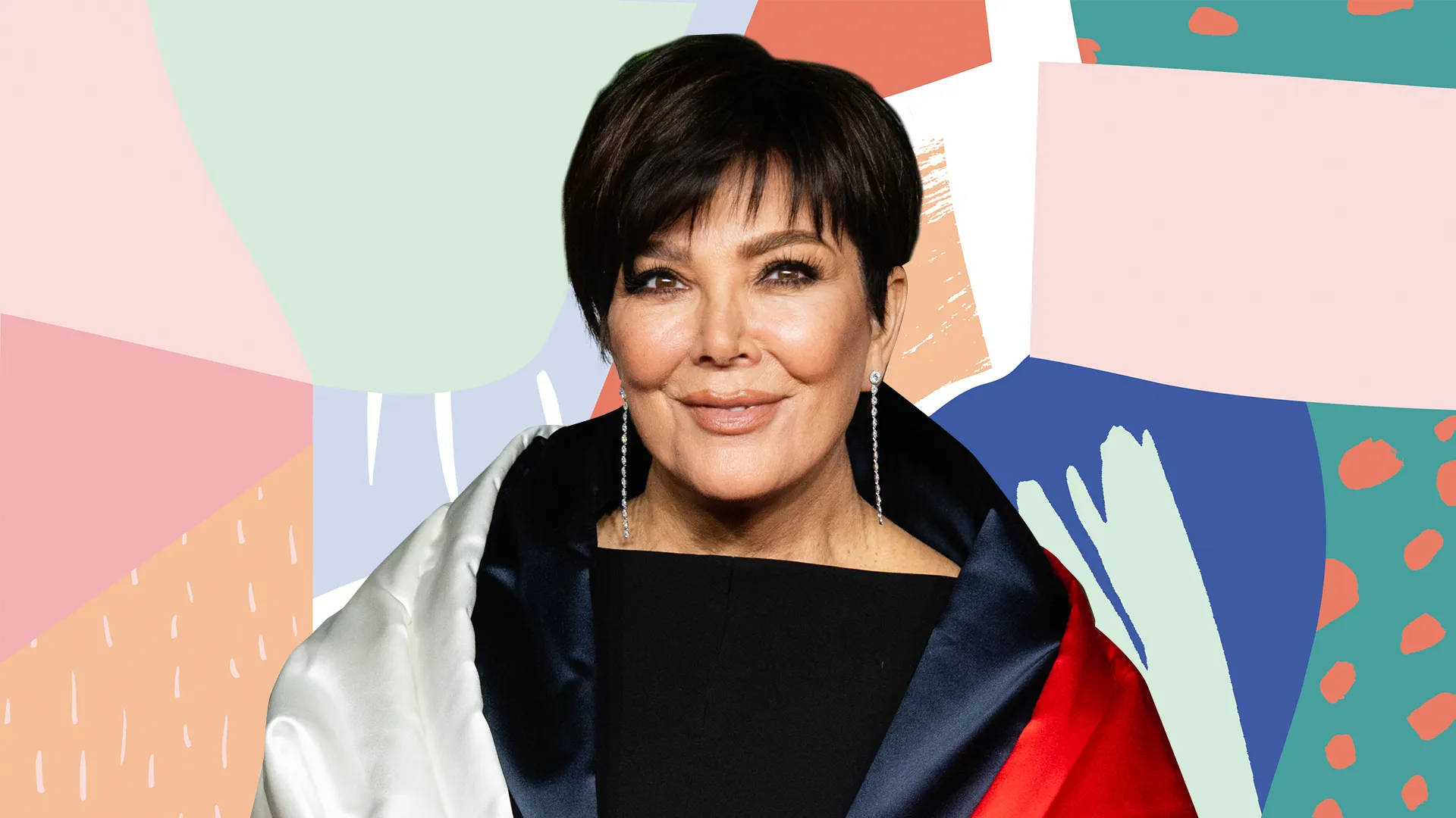 Kris Jenner Multi-colored Outfit Background