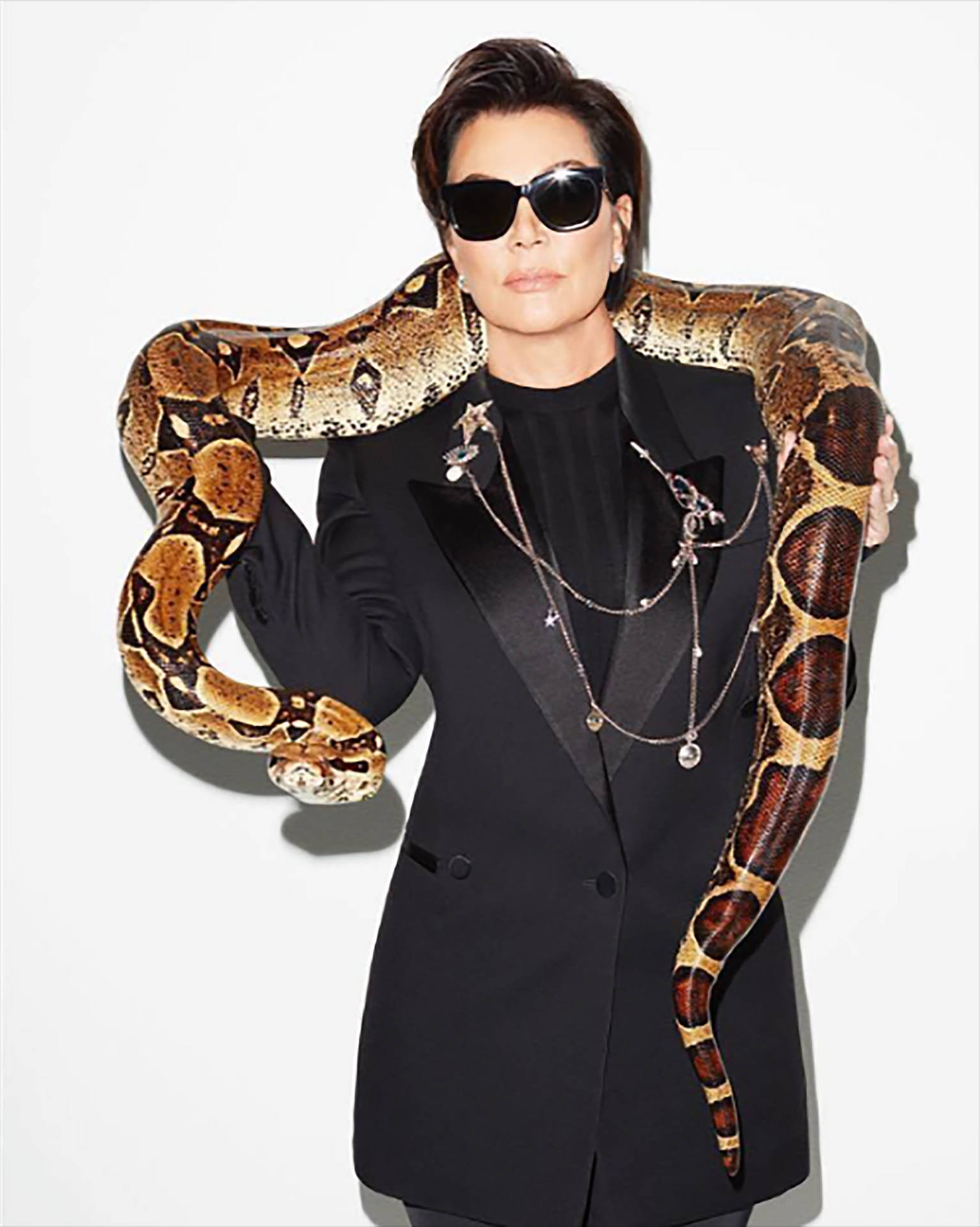 Kris Jenner With Snake Background