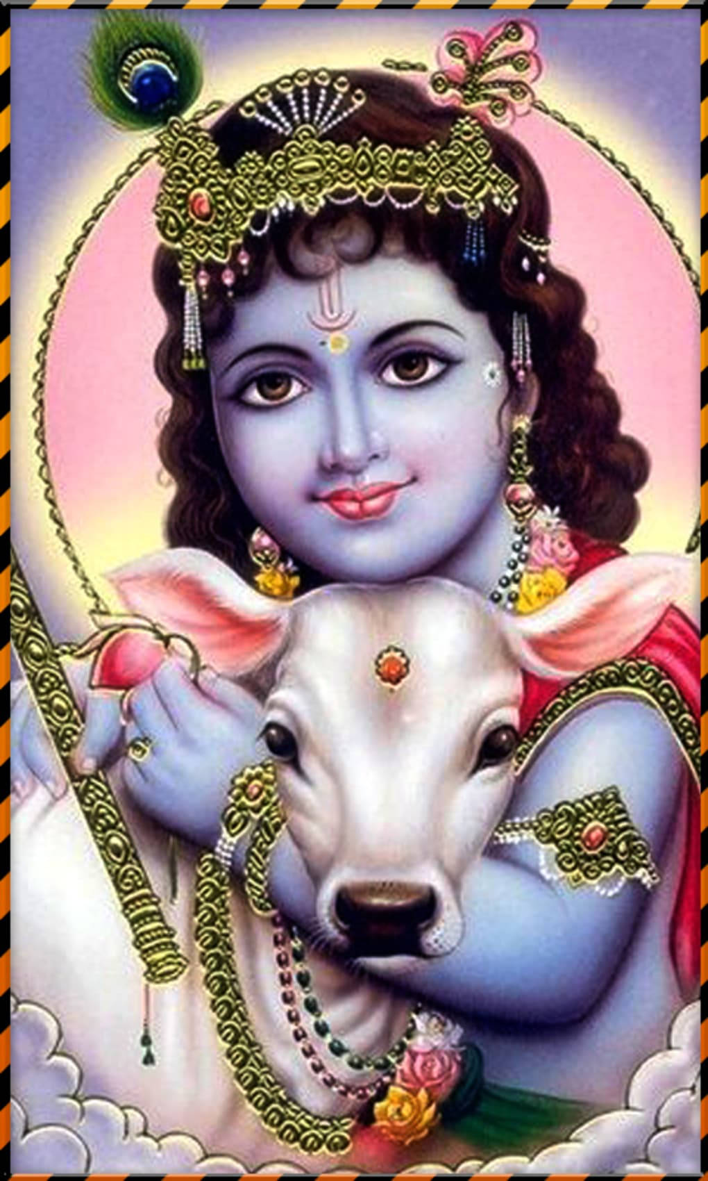 Krishna 3d Art With Cow Background