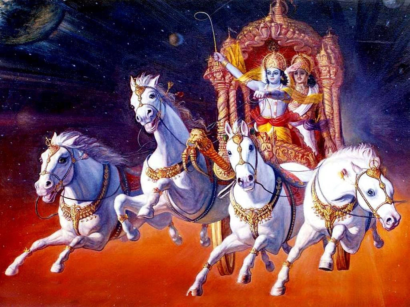 Krishna Arjun Krishna's Chariot Of Victory Background