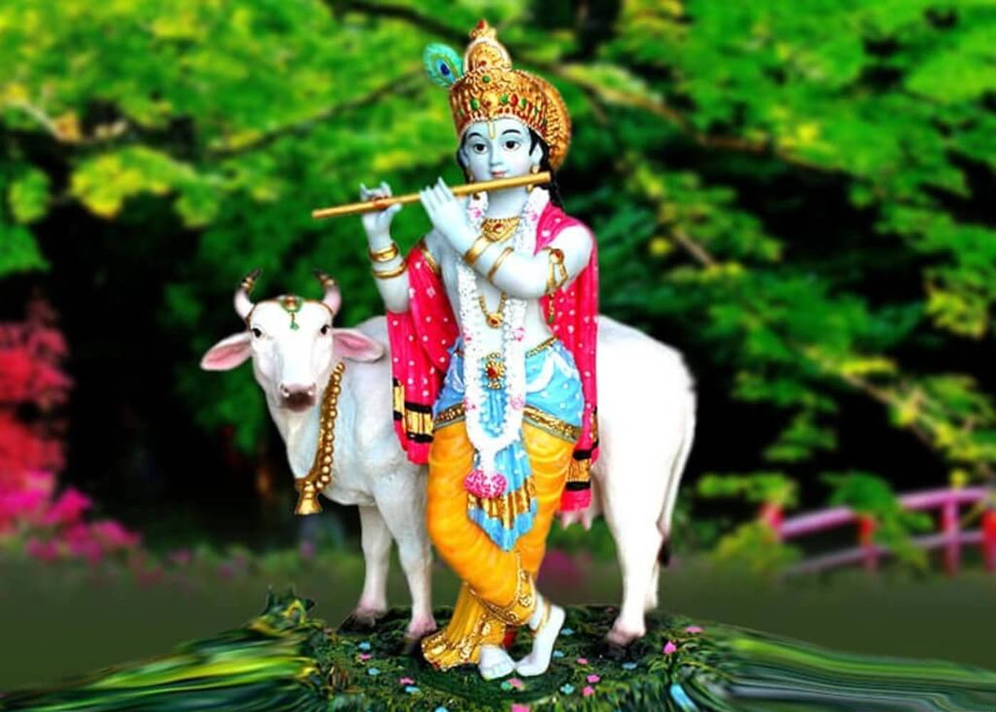 Krishna Arjun Religious Hindu Figurine Background