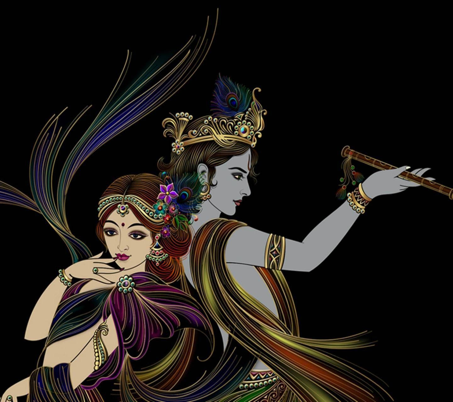 Krishna Bhagwan And Radha Back-to-back Background