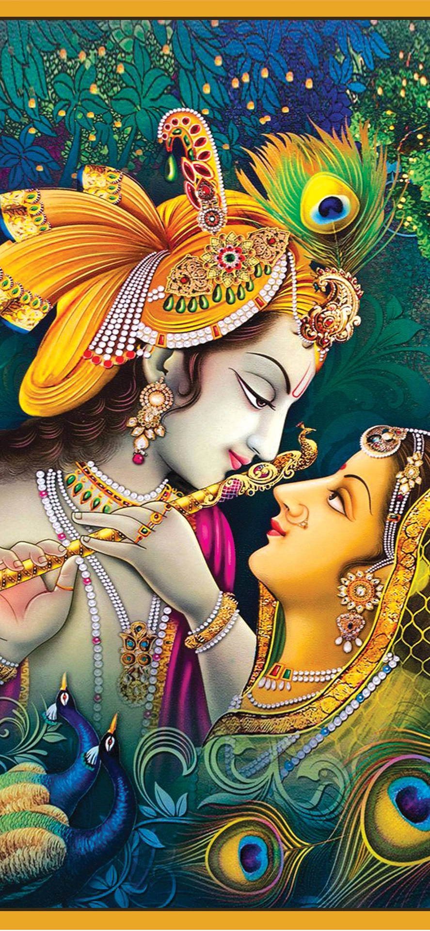 Krishna Bhagwan And Radha Face-to-face Background